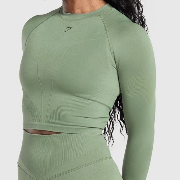 BNWT GYMSHARK Activate Long Sleeve Top Force Green Sold Out XS - Picture 1 of 8